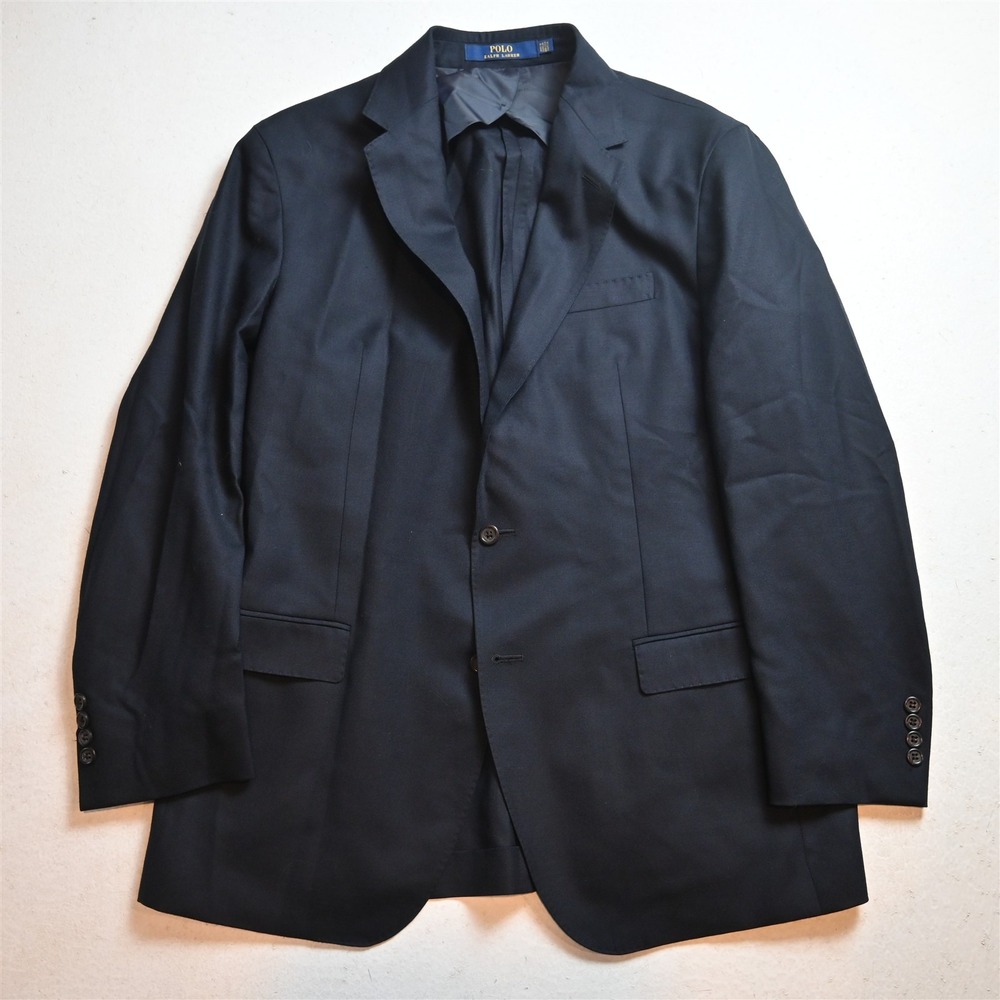 Polo Ralph Lauren 44L Navy Wool Traveler Soft Shoulder Blazer Jacket Sport Coat